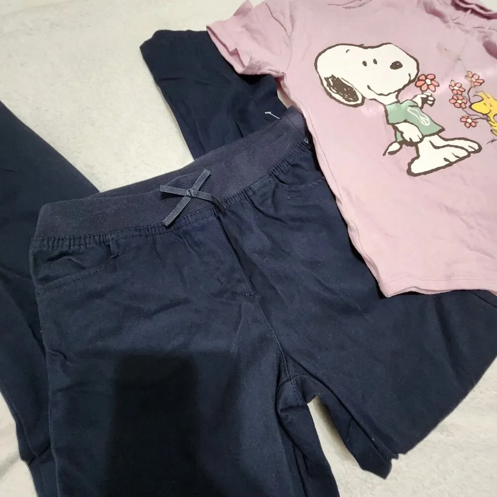 Izod Girls 2pcs Set Blue Pants And Pink Snoopy Top size large (10) . New